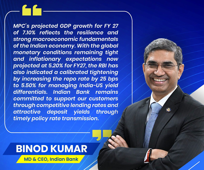 Indian Bank MD shares perspective on RBI monetary policy committee’s outlook